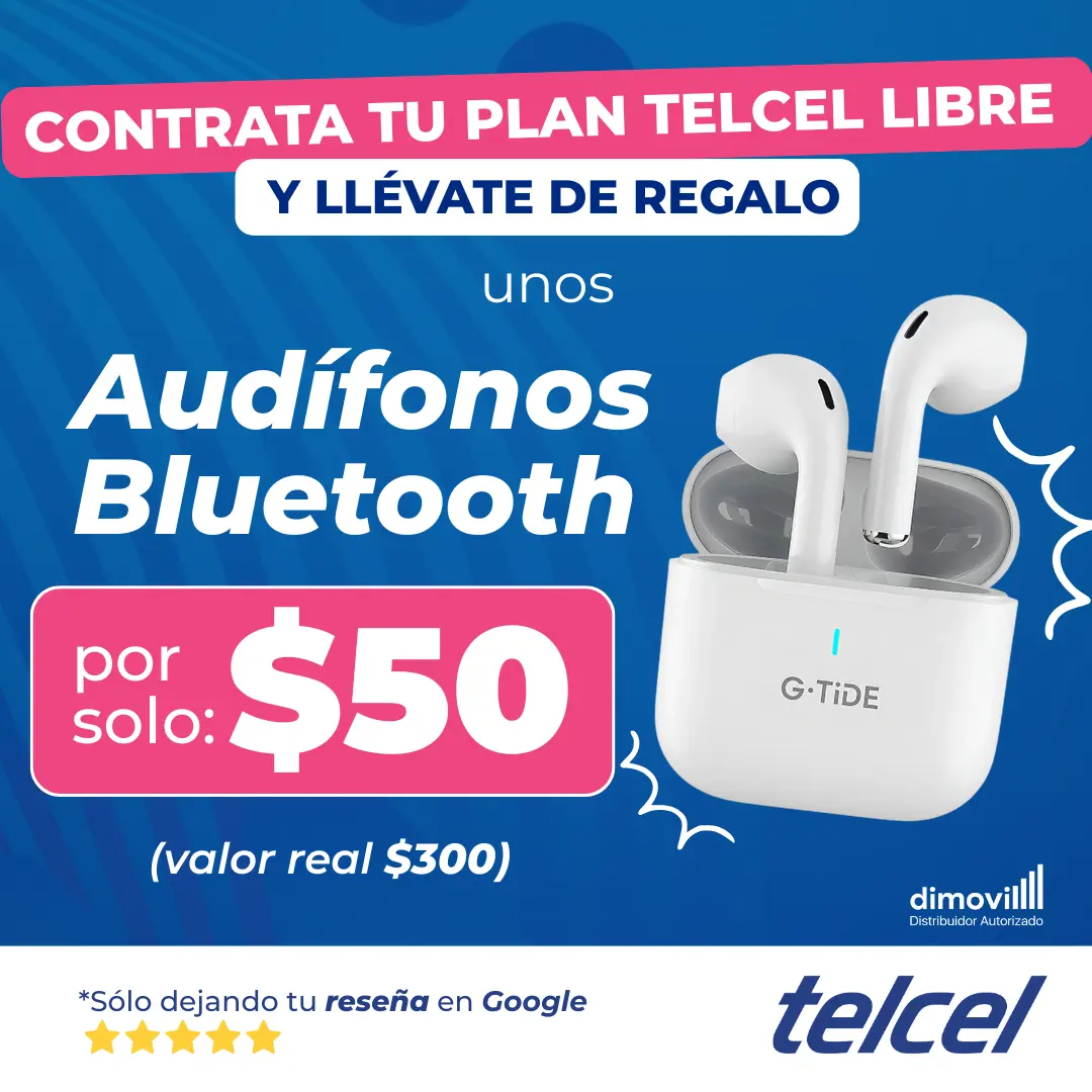 Plan Telcel barato con audífonos Bluetooth