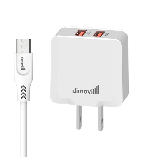 CARGADOR+CABLE DIMOVIL A114V MICROUSB-A-V8 3.0A